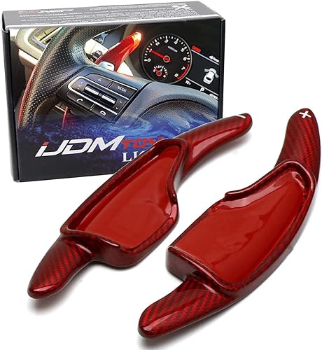 Miniatura 1 de iJDMTOY Red Genuine Carbon Fiber Steering Wheel Larger Paddle Shifter Extensions Compatible with Chevy 2014-2019 C7 Corvette, 2016-up Gen6 Camaro