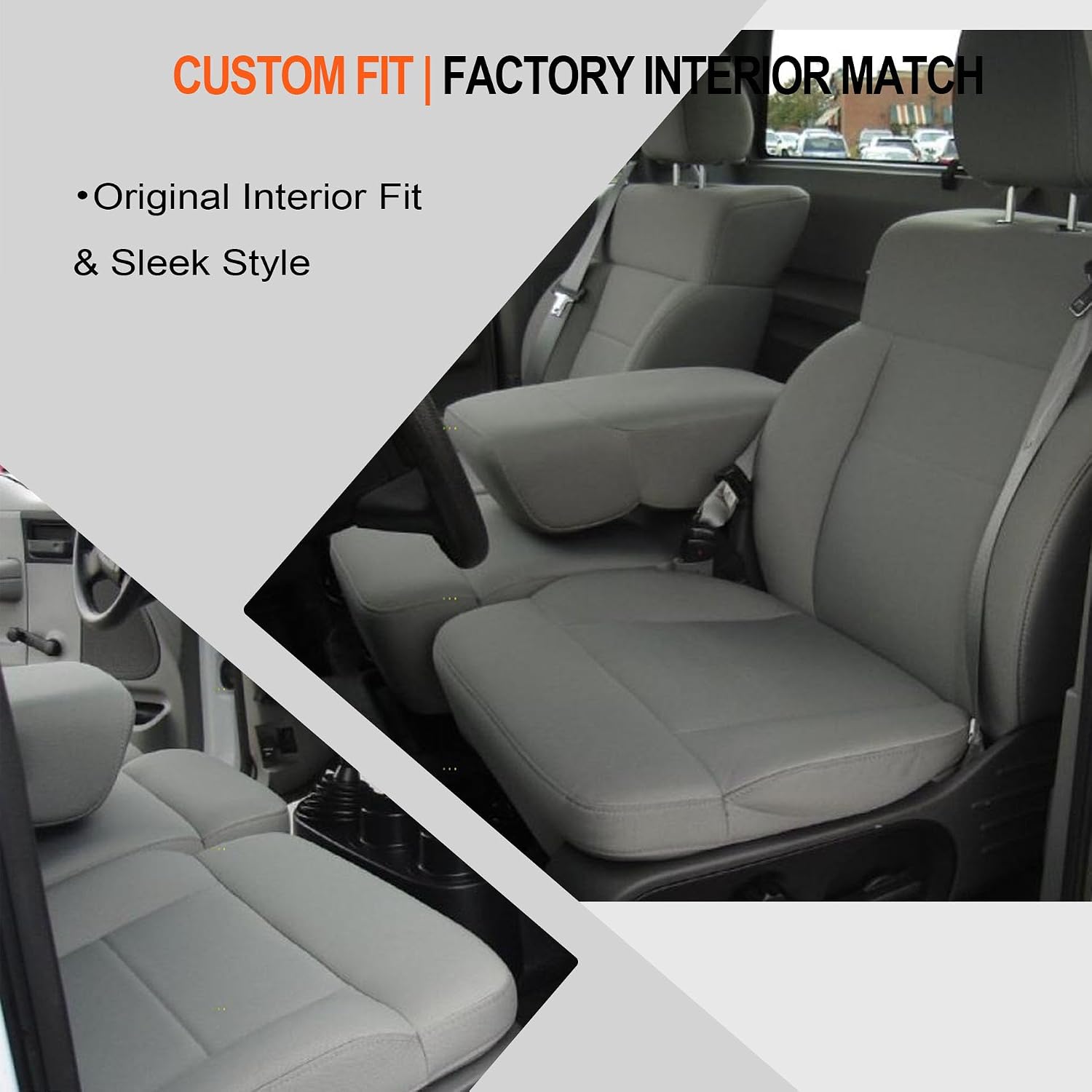 GXARTS Cloth Driver Side Bottom Replacement Seat Cover Flint Gray & Bottom Foam Cushion Compatible with Ford F150 2004 2005 2006 2007 2008