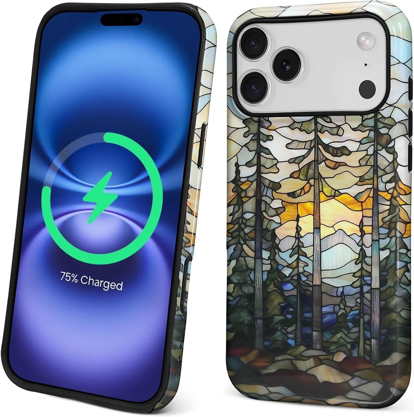 Magnetic Case for iPhone 17 Pro Max,Compatible with Magsafe PC Hard Shell Silicone Inner Bumper Anti-Scratch Full-Body Cover Shockproof Slim Design Mountains Sunset