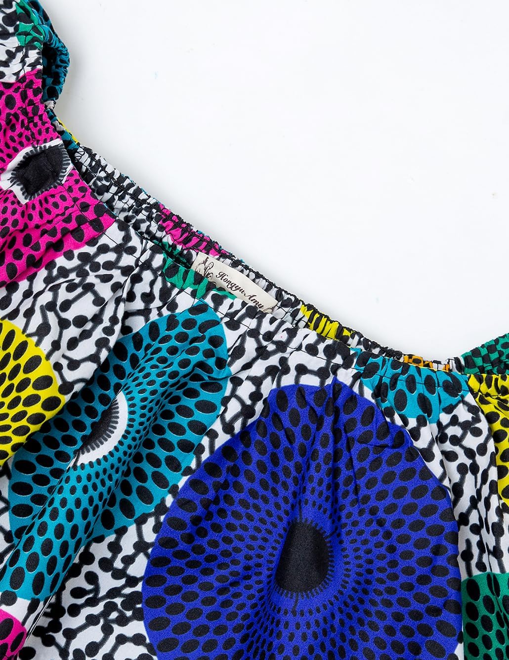 Women African Off Shoulder Dresses Ankara Floral Print Ruffle Sleeve Midi Dress - Image 3