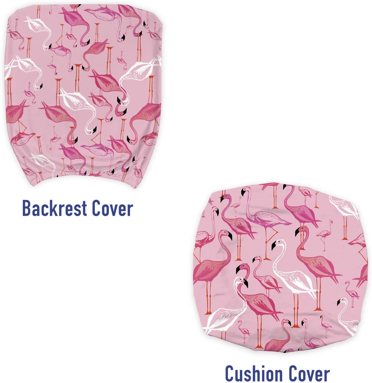 Ambesonne Flamingo Office Chair Slipcover, Hand Drawn Animals in Pinkish Tones Exotic Fauna Tropical Wild Birds, Protective Stretch Decorative Fabric Cover, Pink Pale Pink and White