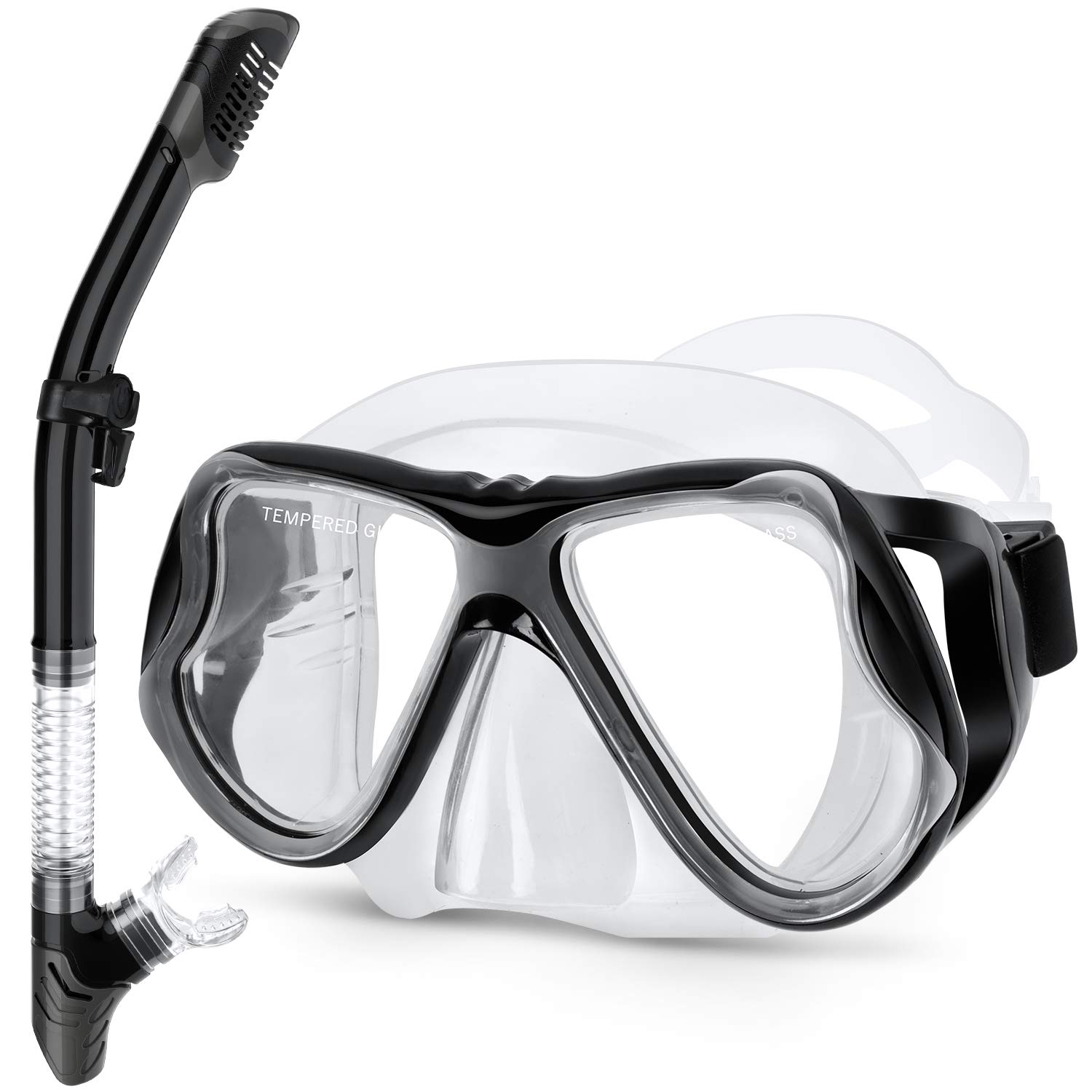 KarviparkDry Snorkel Set, Anti-Fog Scuba Snorkelling Packages, Panoramic Wide View Snorkelling Goggle, Professional Snorkelling Gear for Adults