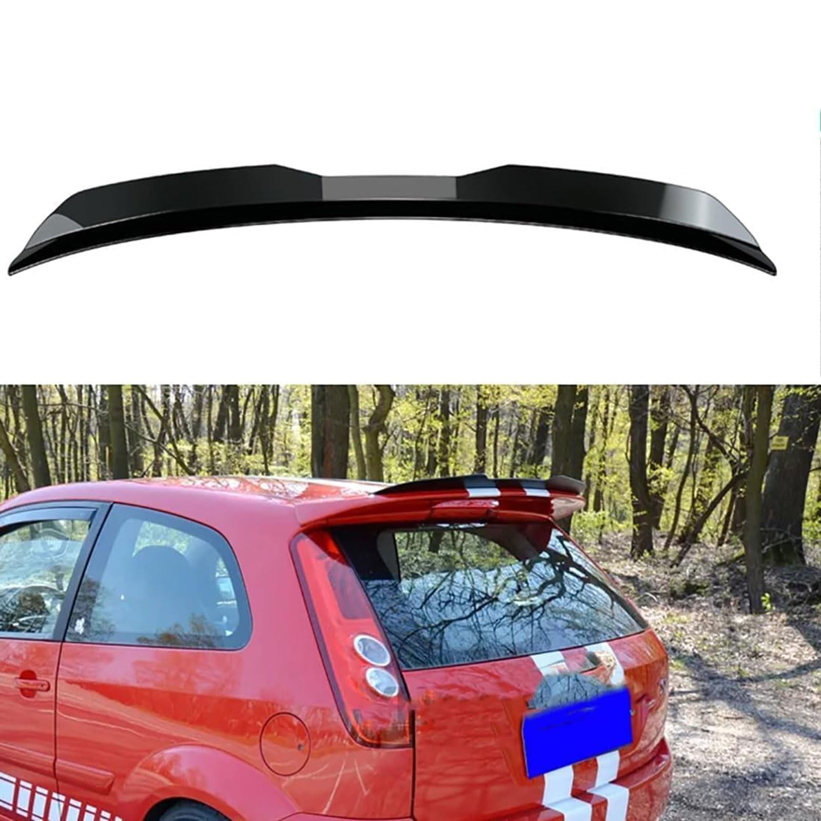 Spoiler Posteriore Per Ford Fiesta ST-Line MK6/MK6.5 (2008-2017) – ABS Con Nastro Adesivo, Alettone Tuning, Colore Nero