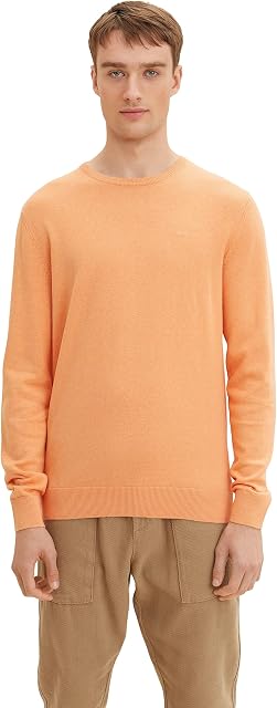 TOM TAILOR Męskie Sweter z dzianiny Basic Crewneck