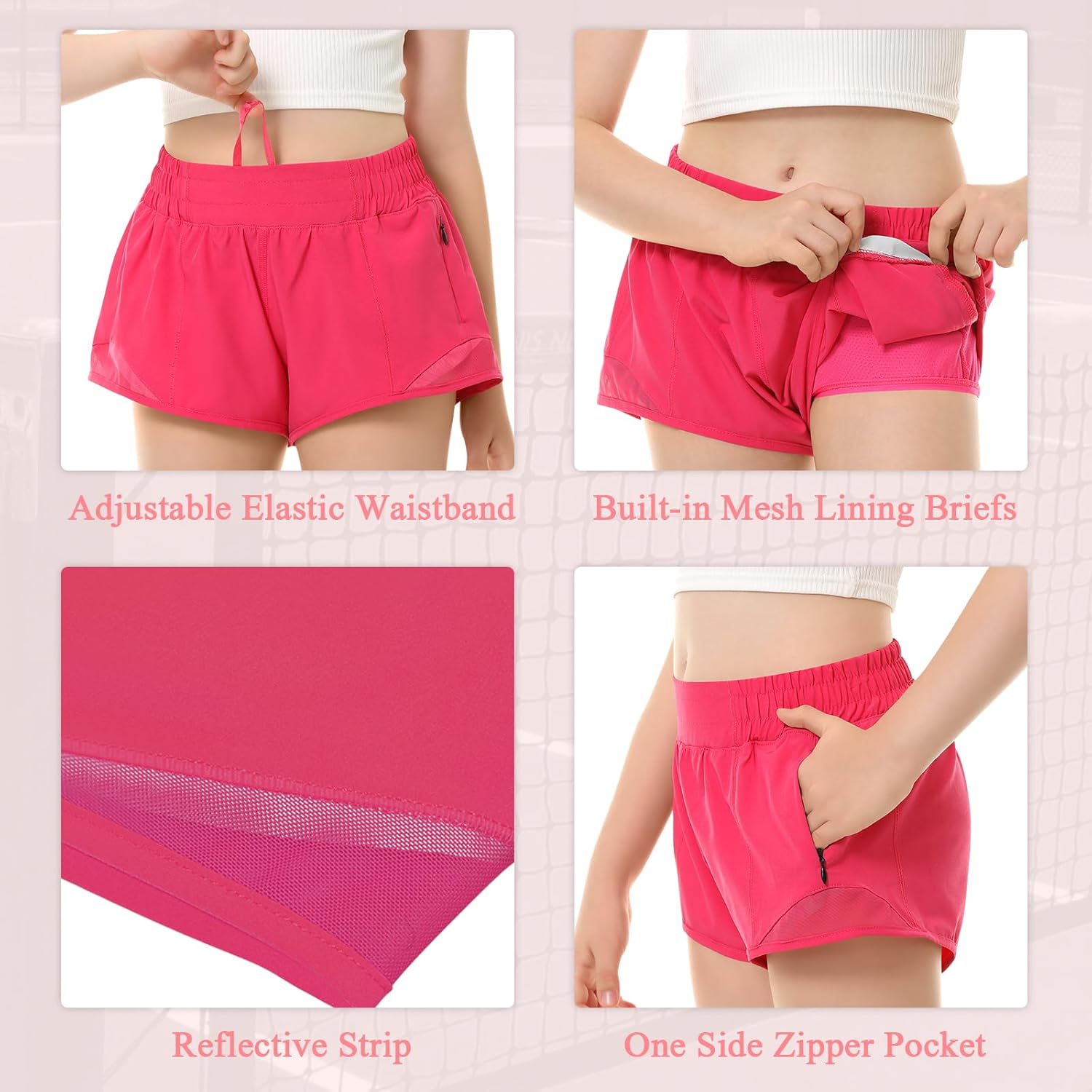 DOCUMO Girls Athletic Shorts with Liner Lightweight Running Shorts for Teen Girls Kids Quick Dry Sports Active Short - Image 3