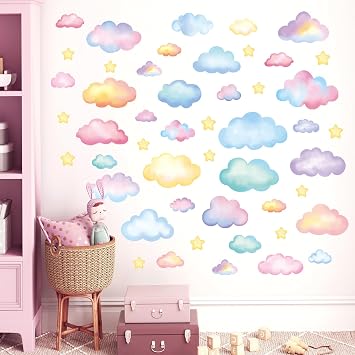 Clouds Wall Stickers Colorful Cloud Star Wall Decals