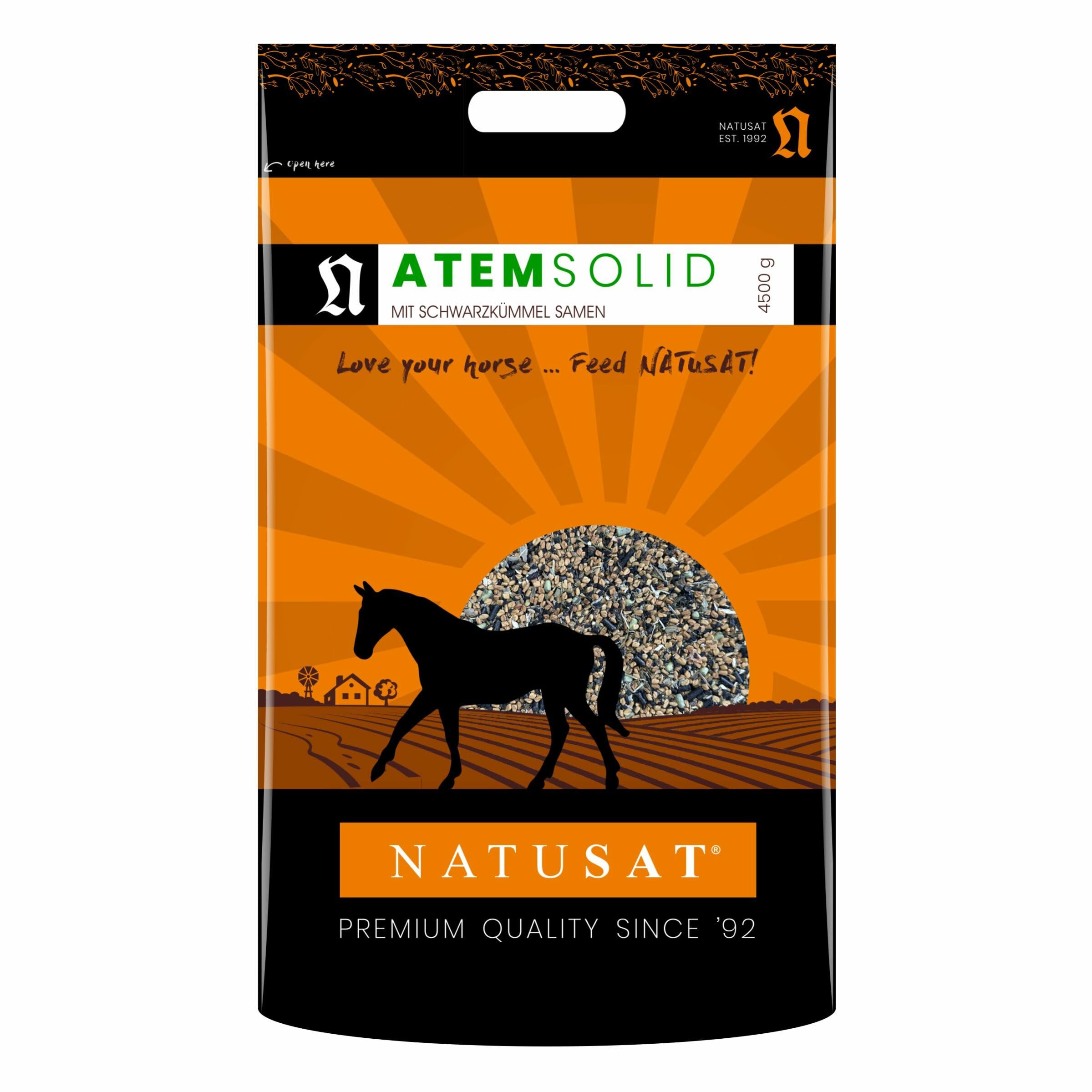 NATUSAT AtemSolid – con semi di cumino nero, erbe bronchiali, miscela di erbe preziose, cibo complementare per cavalli (4500 g)