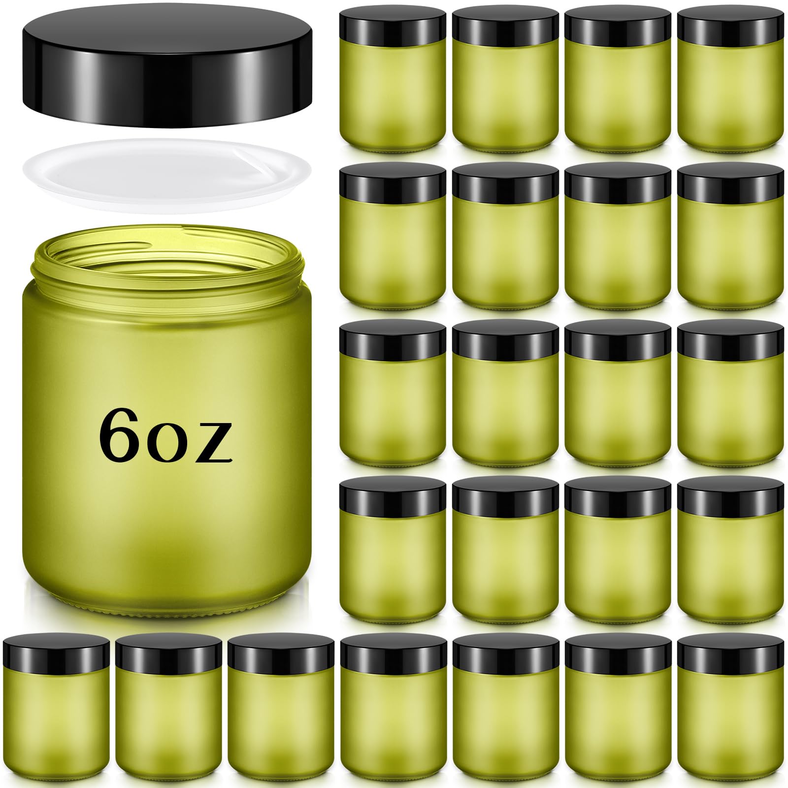 Domensi 24 Pcs 6oz Glass Jars with Lids Leakproof Round Airtight Empty Cosmetic Jars with Inner Liners Lid for Storing Lotions Spices Ointments Candle