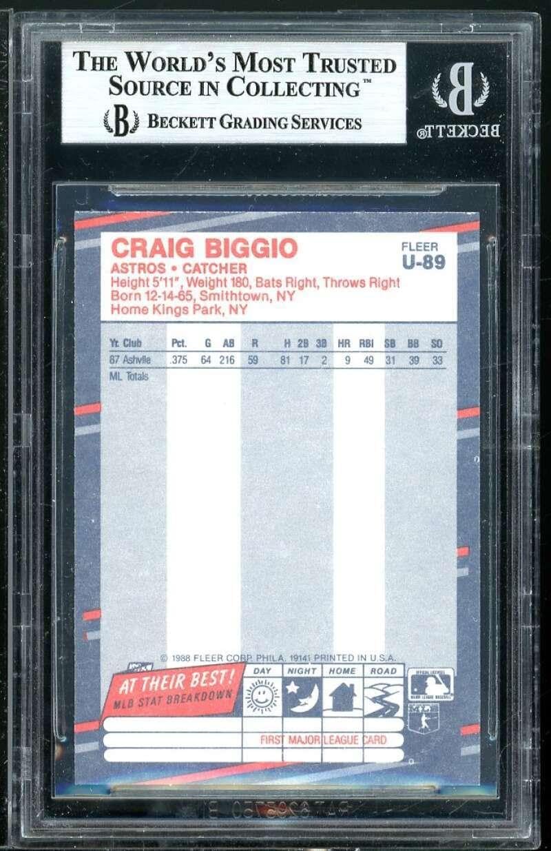Craig Biggio Rookie Card 1988 Fleer Update #U-89 BGS 9 - Baseball Slabbed Rookie Cards