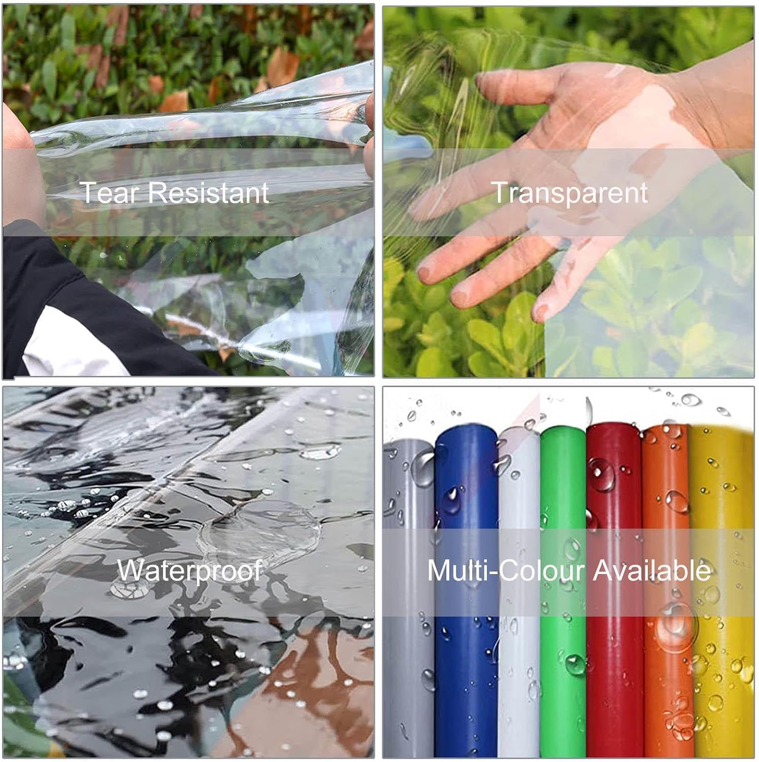 Tende impermeabili in tela trasparente con porte con cerniera per pergolato esterno gazebo patio 3,7 x 2,1 m