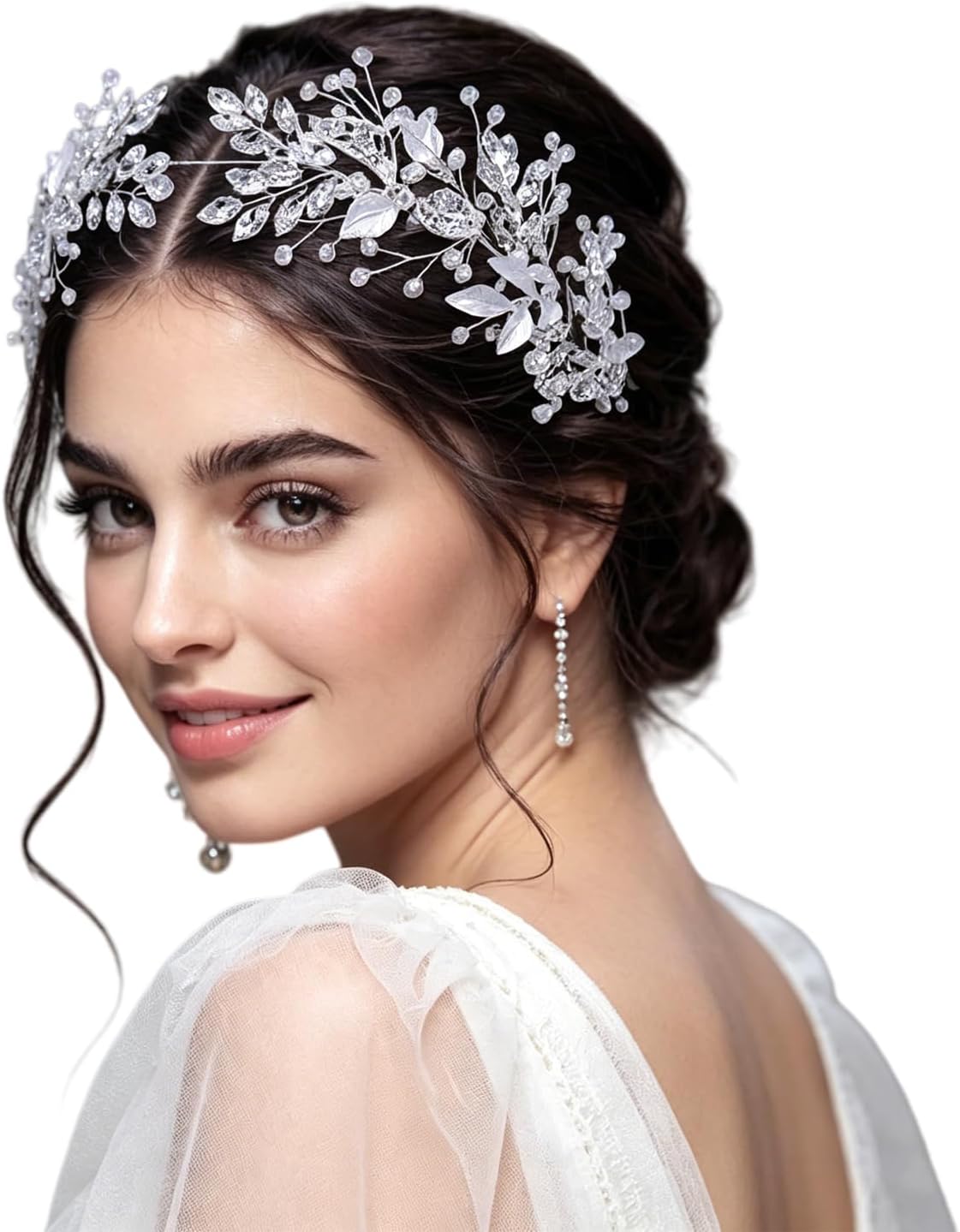 Rhinestone Wedding Headband Handmade Leaf Crystal Bridal Headpieces for Wedding Hair Accessories for Brides and Bridesmaid