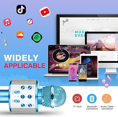 Miniatura 4 de Micrófono de karaoke inalámbrico para niños de 3 a 12 años micrófono para niños de 3, 4, 5, 6, 7, 8, 9, 10-12 años, regalos de cumpleaños, regalos