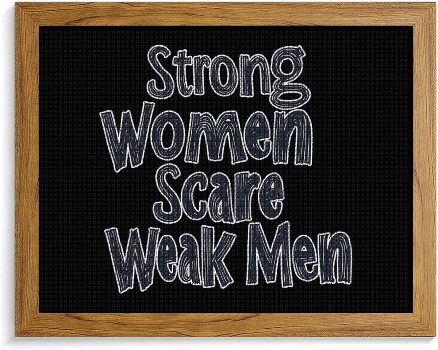 Strong Women Scare Weak Men Printed Diamond 5D Painting Kits DIY Full Drill Crafts for Home Wall Decor 16x20 Inch Yellow Wood 50 * 40cm