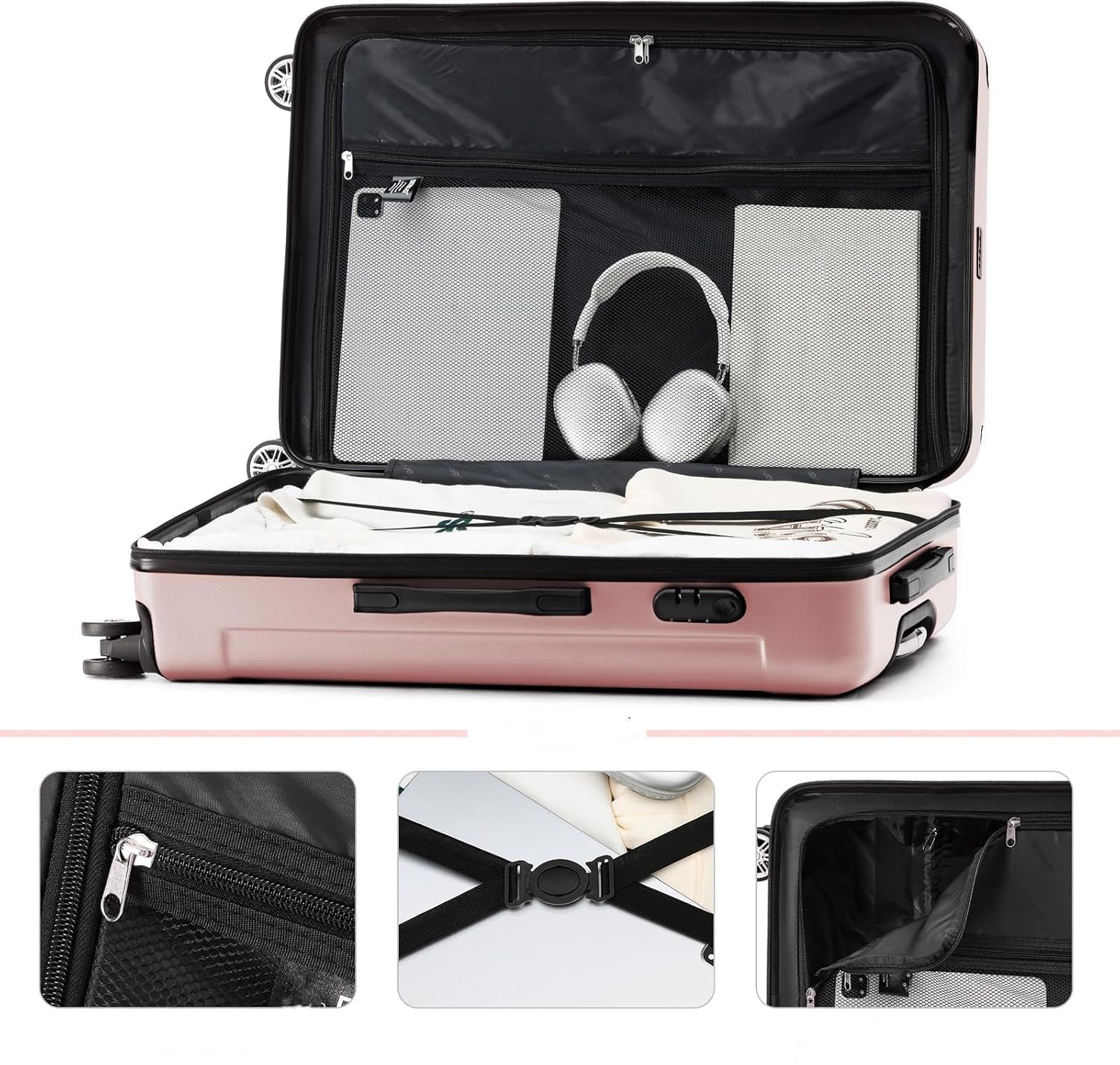 Valigia Rigida Cabina 55cm in ABS Léger et Résistant avec Lucchetto et 4 Roulettes 360°,Trolley Bagaglio a Mano Pratique et Durable per Viaggio