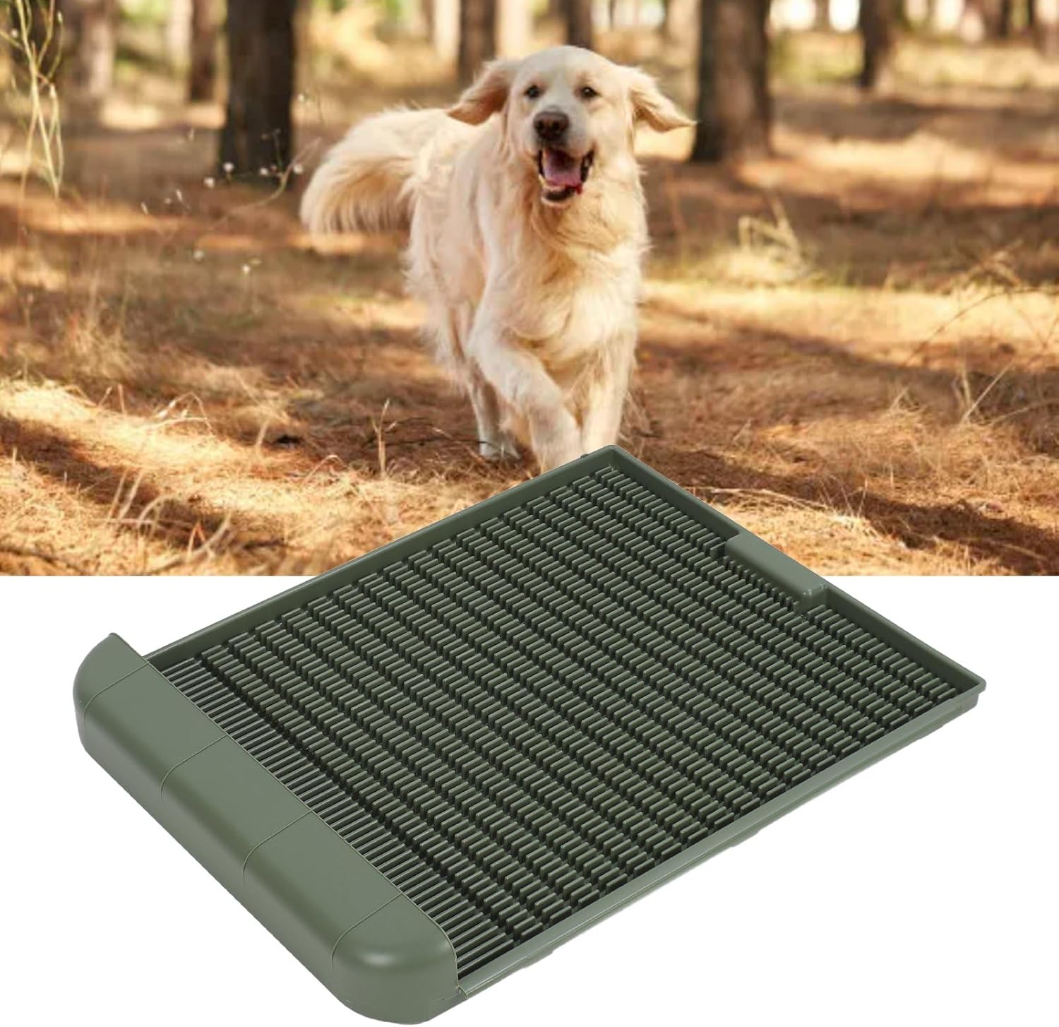 Zerodis Dog Products Washable Reusable Pet Toilet Training Tray with Non Slip Rubber and Deepened Grooves Suitable for Small Medium Large Dogs Dog Potty Tray Indoor Potty (M)