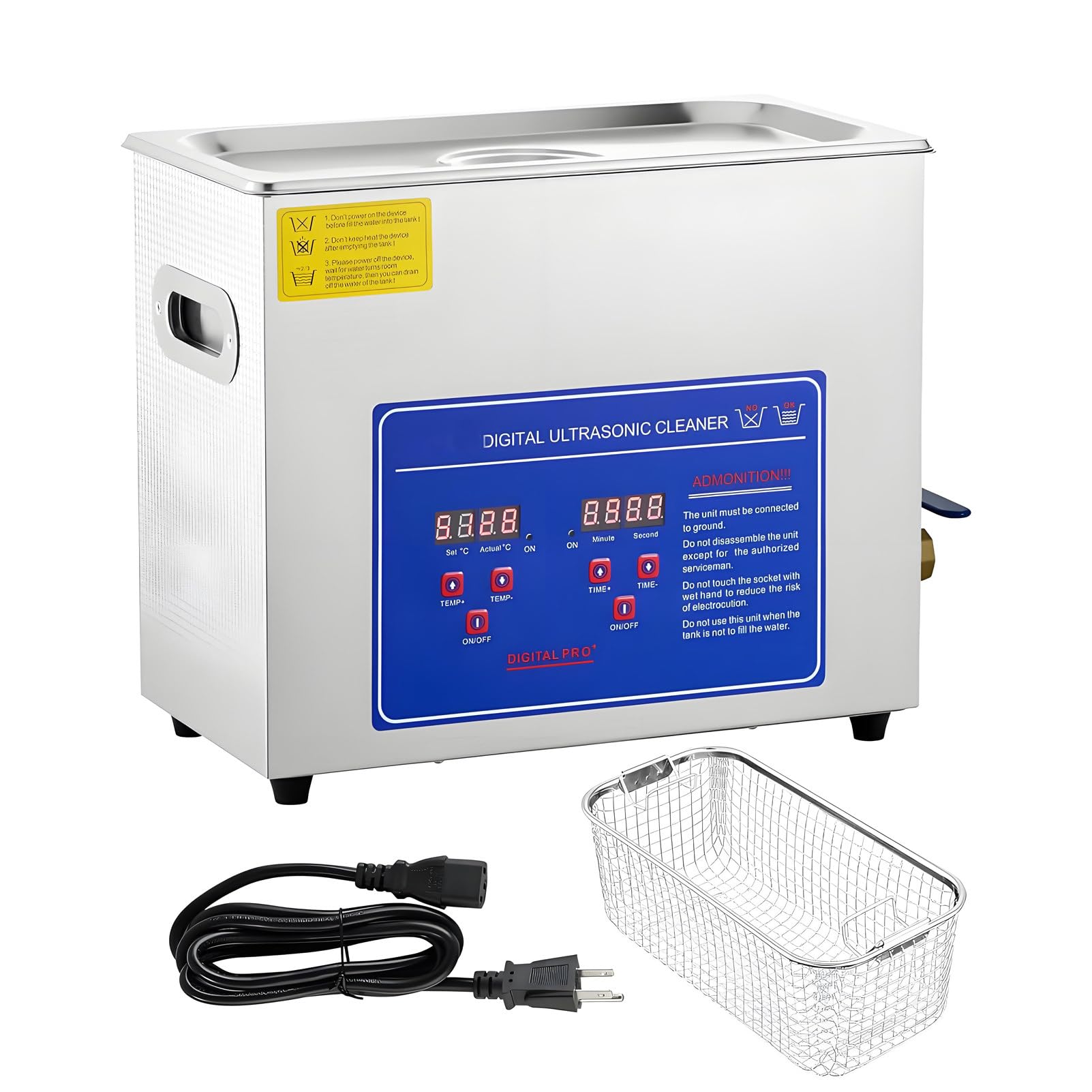 Limpiador ultrasónico comercial, máquina de limpieza profesional de 40 kHz con temporizador digital y calentador, limpiador sónico industrial para relojes, herramientas, piezas de metal, 10 L