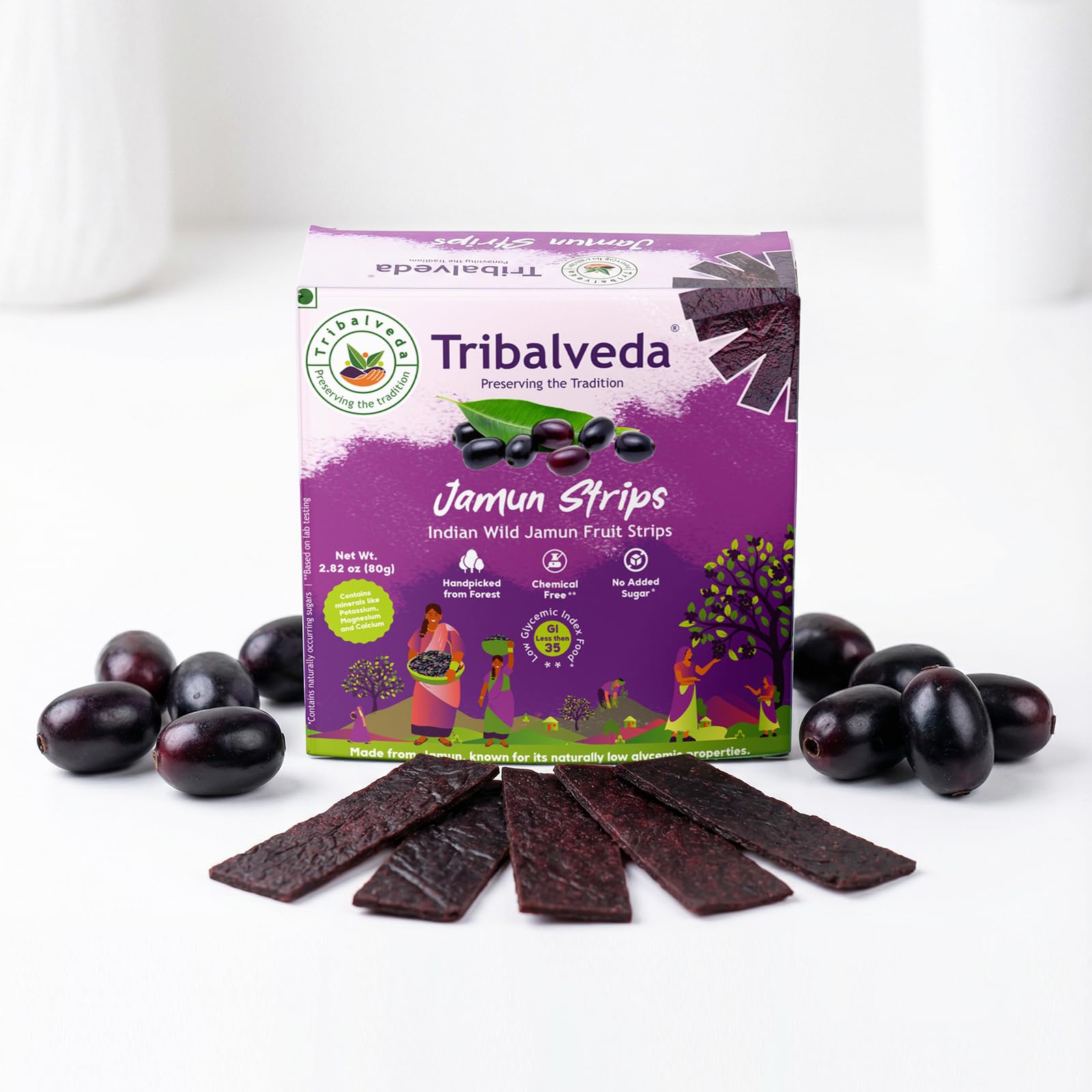 Tribalveda Whole Dried Jamun Strips - 80 gm, Fresh Fruit, Black Plum, Jamun Bar, Healthy Mixes Chips, Dried Fruit, Rich In Dietary Fibers, Hygienically Packed (Jambu Strips)-image-33