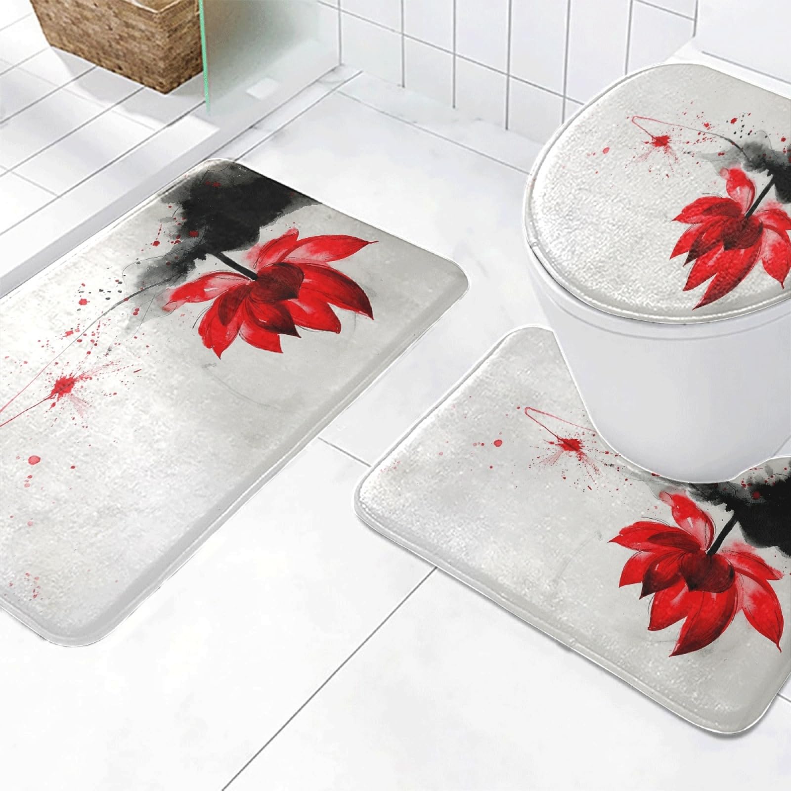 Tapis en forme de U anti-glisse pour toilettes et salle de bain sans humidité