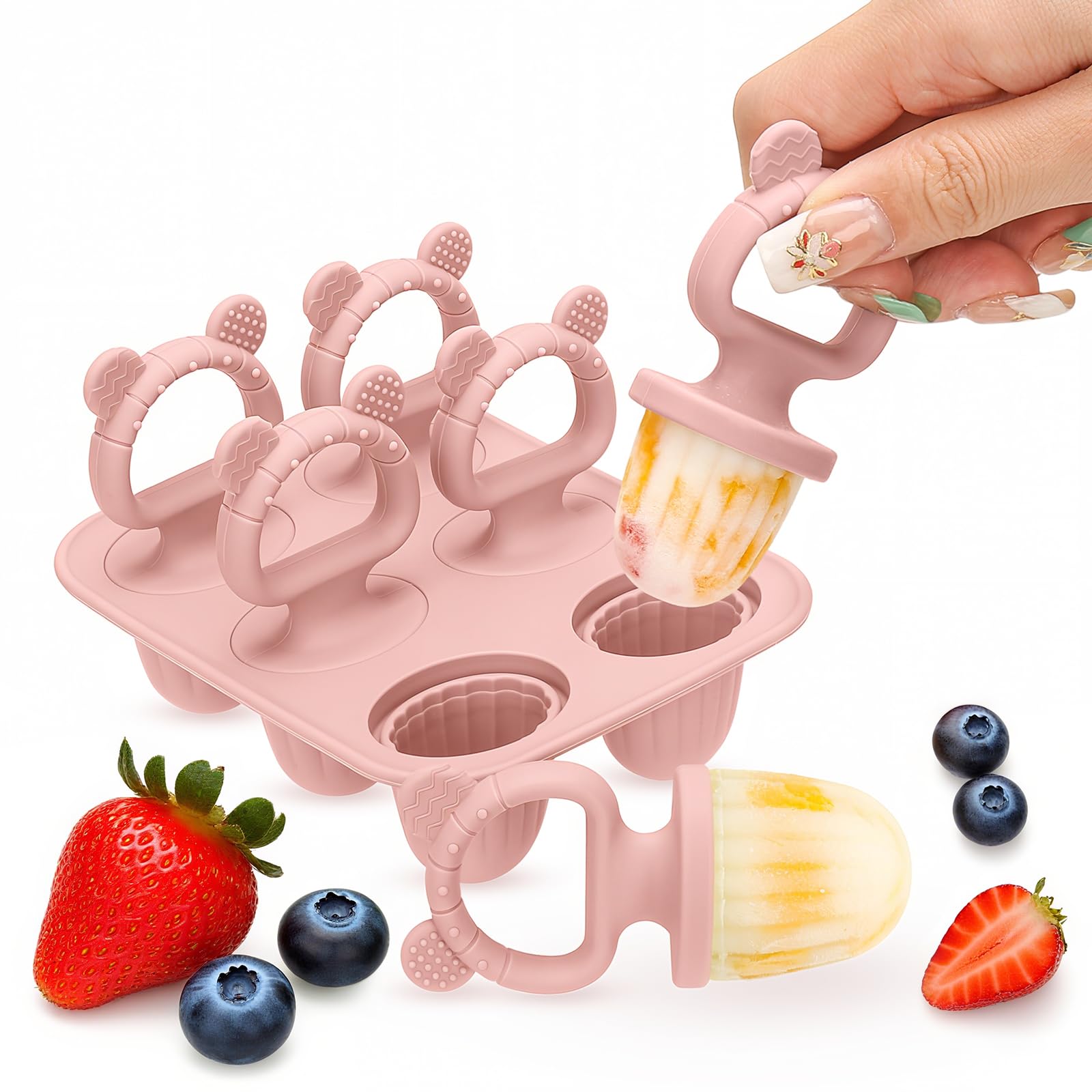 CLDY Mini BPA-Free Silicone Ice Lolly Moulds Kit for Toddlers | Silicone Baby Teether for Teething Relief, Easy Fill Feeder for Breastmilk, Puree Soothing, Chewable Teething Toys for Baby