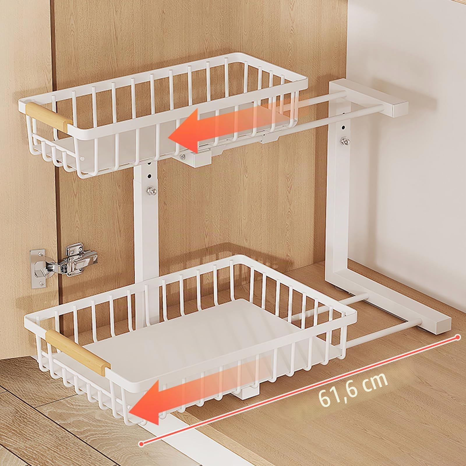2 Pezzi Organizer Sottolavello a 2 Livelli Regolabile in Altezza Organizzatore Sotto Lavello Metallo Scorrevoli Cassetti Scaffale Estraibile per Cucina Bagno (Nero, confezione da 2)