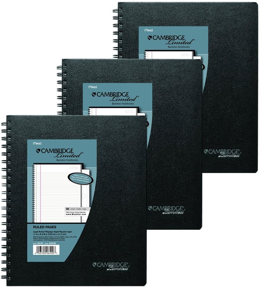 Cambridge Notebook, Business Notebook, 81/2" x 11", 80 Sheets, Legal Ruled