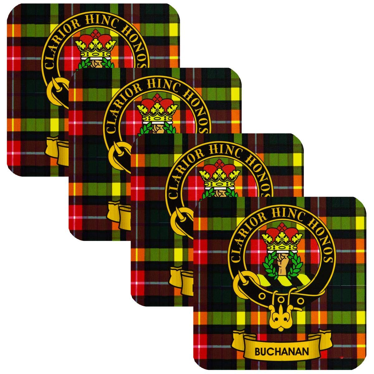 I Luv Ltd Buchanan Square Coasters Scottish Clan Crest Set Of 4 From Scotland