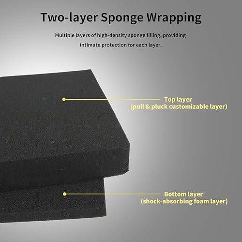 Miniatura 2 de Estuche rígido de transporte con línea de cubo de espuma para joyas, accesorios de cámara, reloj de pulsera, electrónica y equipo, negro, mediano,