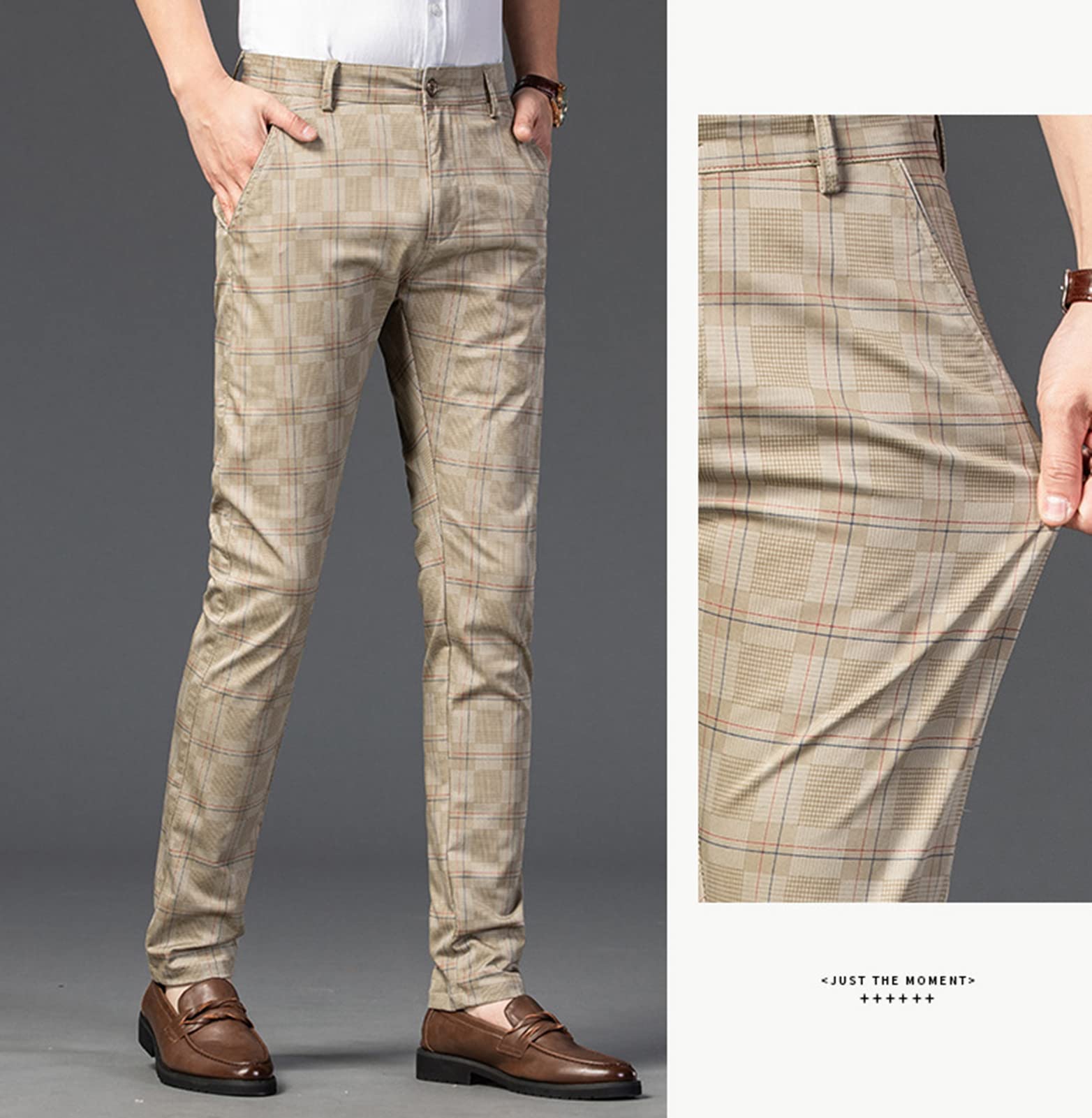 Pantalone Da Uomo A Quadri Con Vita Elastica Casual,Pantaloni Di Tuta Casual Estivi,Slim Cargo Pant,Con Tasche Streetwear Pantaloni Casual Eleganti 1,33