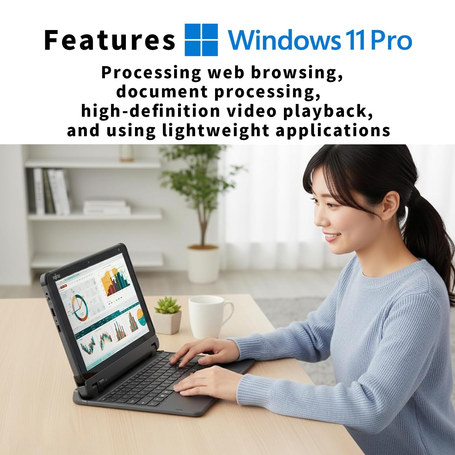 Fujitsu Stylistic Q5010 Touchscreen Laptop, Intel Celeron N4020, 10,1" FHD (1920x1200), 4 GB di RAM, eMMC da 64 GB, tastiera QWERTY giapponese, Windows 11 Pro (Ricondizionato)