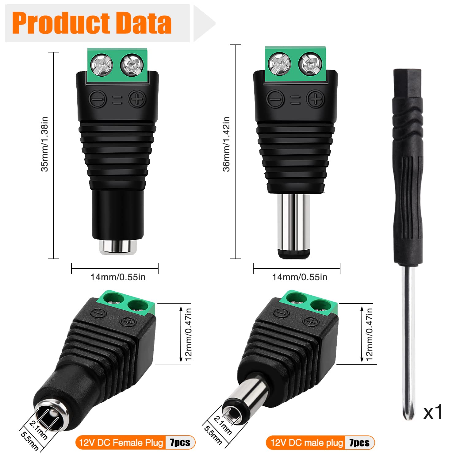 LED Jack DC Stekker Female naar draad connector