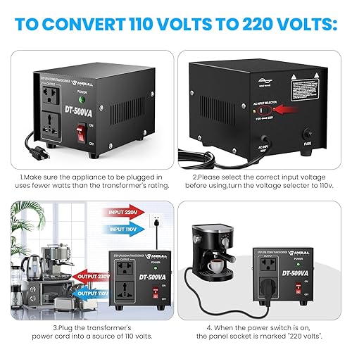 Miniatura 3 de ANBULL Convertidor de transformador de voltaje DT-500W, 110 V a 220 V, 220 V a 110 V convertidor de potencia elevador hacia arribaabajo, convertidor