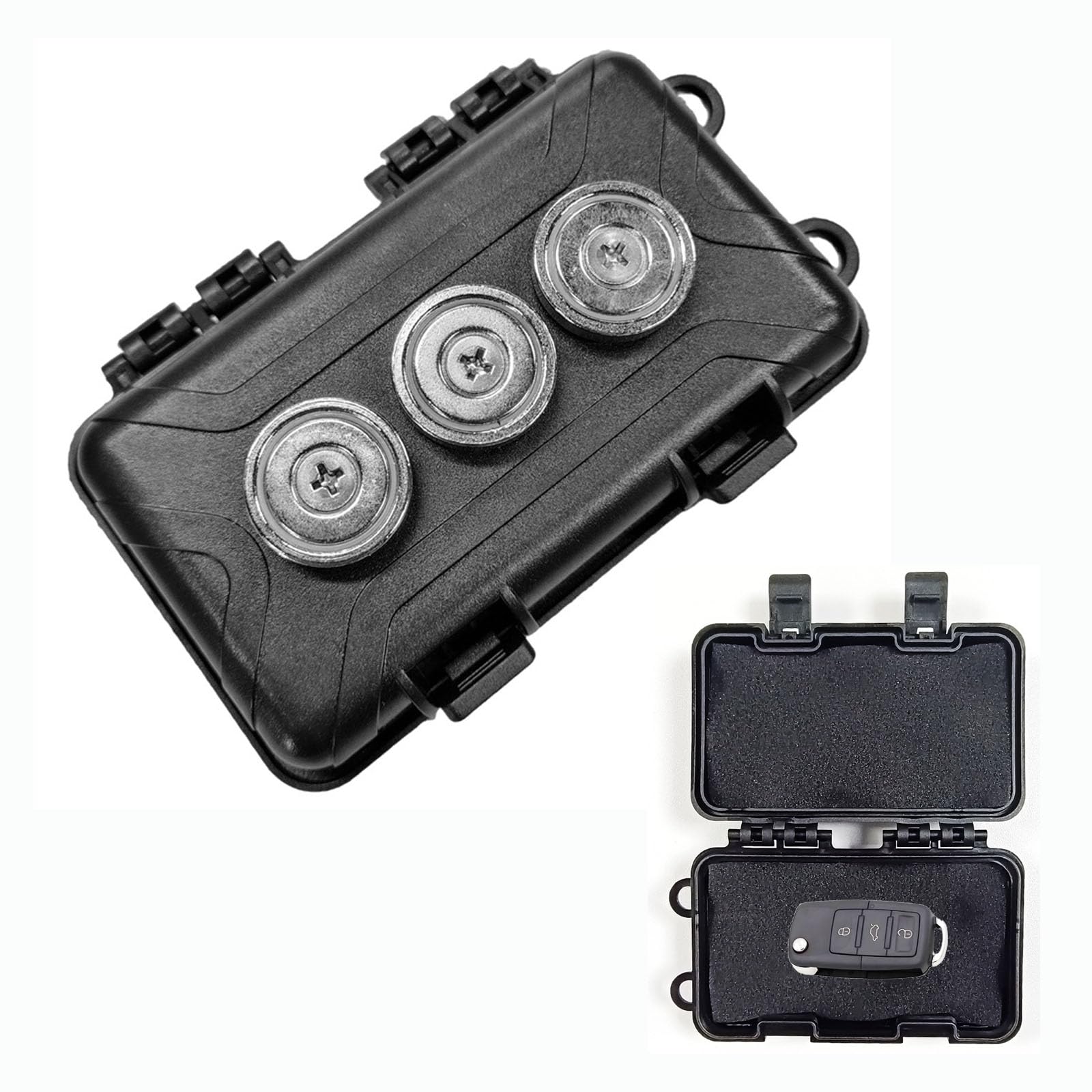 Magnetic Key Box for Under Car Hide a Key Outside Hidden Safe Stash Box with 3 Strong Neodymium Magnets Durable Hard Shell Design Perfect for Outdoor Storage of Small Items