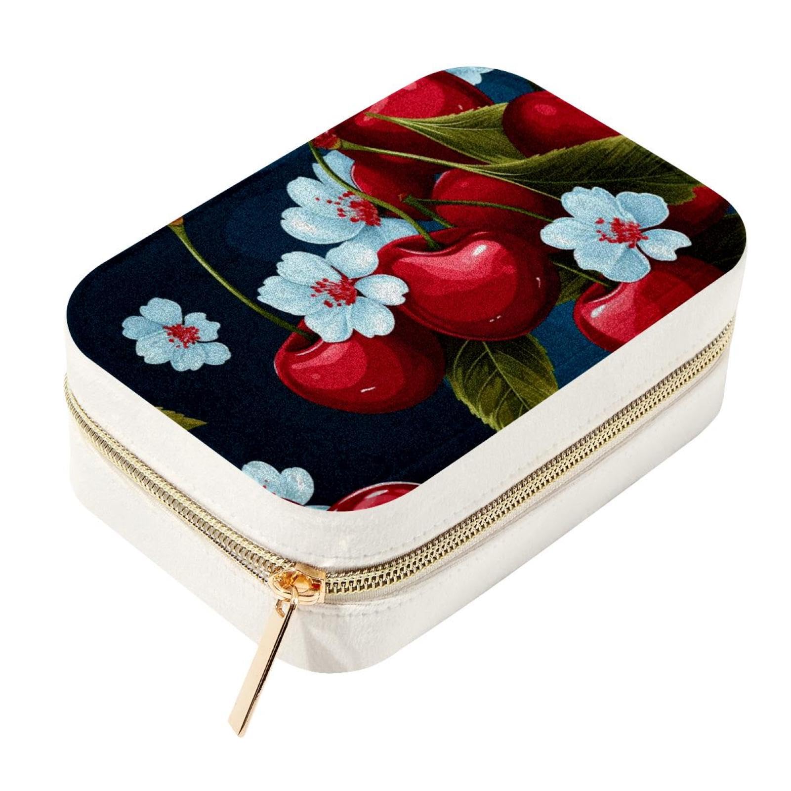 Boîte à bijoux spacieuse anti-nœud avec motif cerise, le coffret pour ranger vos colliers