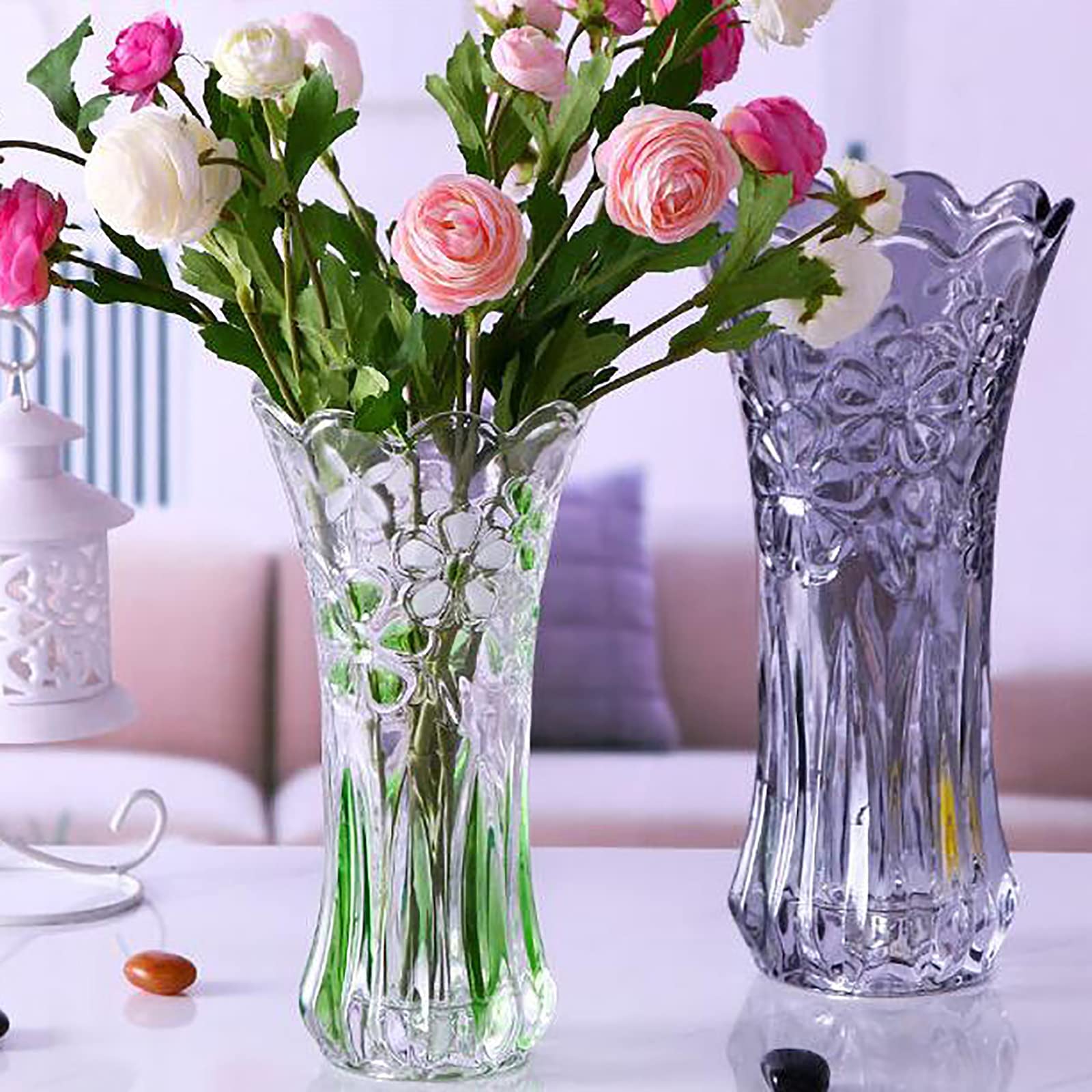 Kristallen glazen vaas,Decoratieve vazen voor Home Decor, Bloemenvaas Transparant,Decoratie Woonkamer Bloemen voor Eettafel