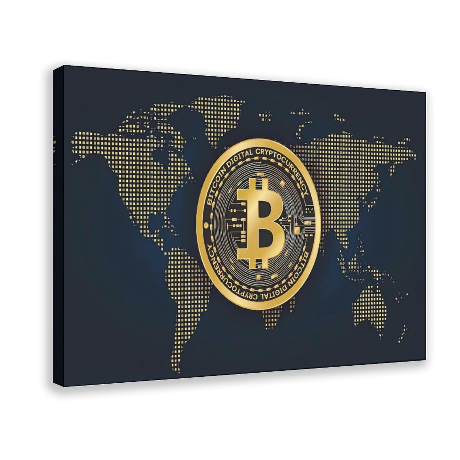 Qnvjqkdsi Frame Bitcoin Art Canvas Poster Bedroom Decor Landscape Office Room Decor Gift 24" L X 36" W