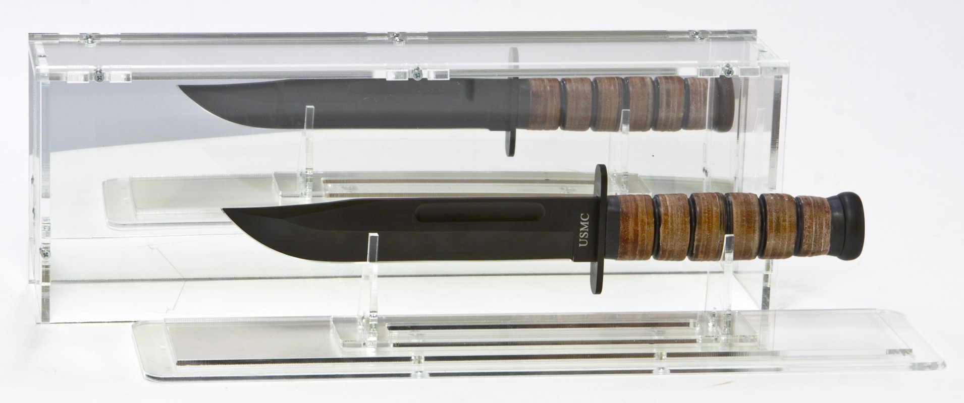 SORA Vetrina espositiva per coltello con pannello posteriore a specchio e supporto per coltello separato/indipendente