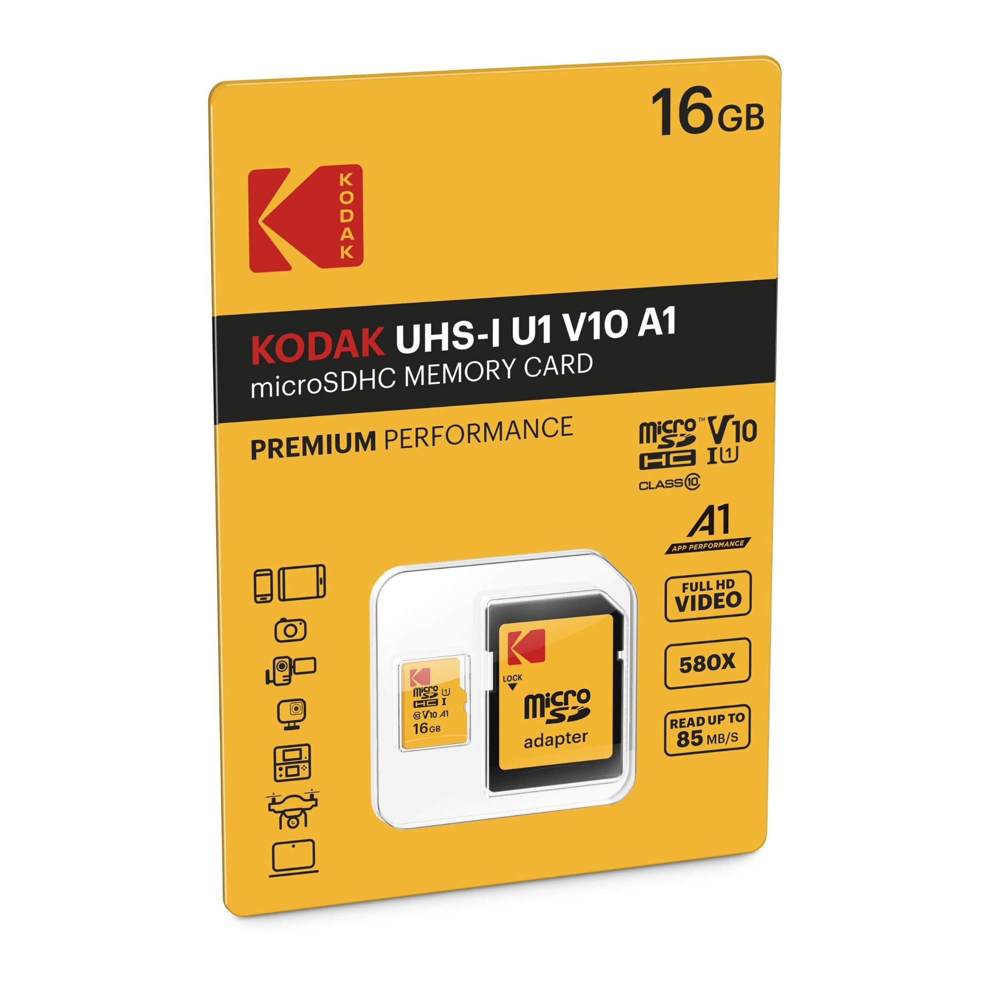 Amazon | Kodak 16GB クラス10 UHS-I U1 MicroSDHCカード アダプター 