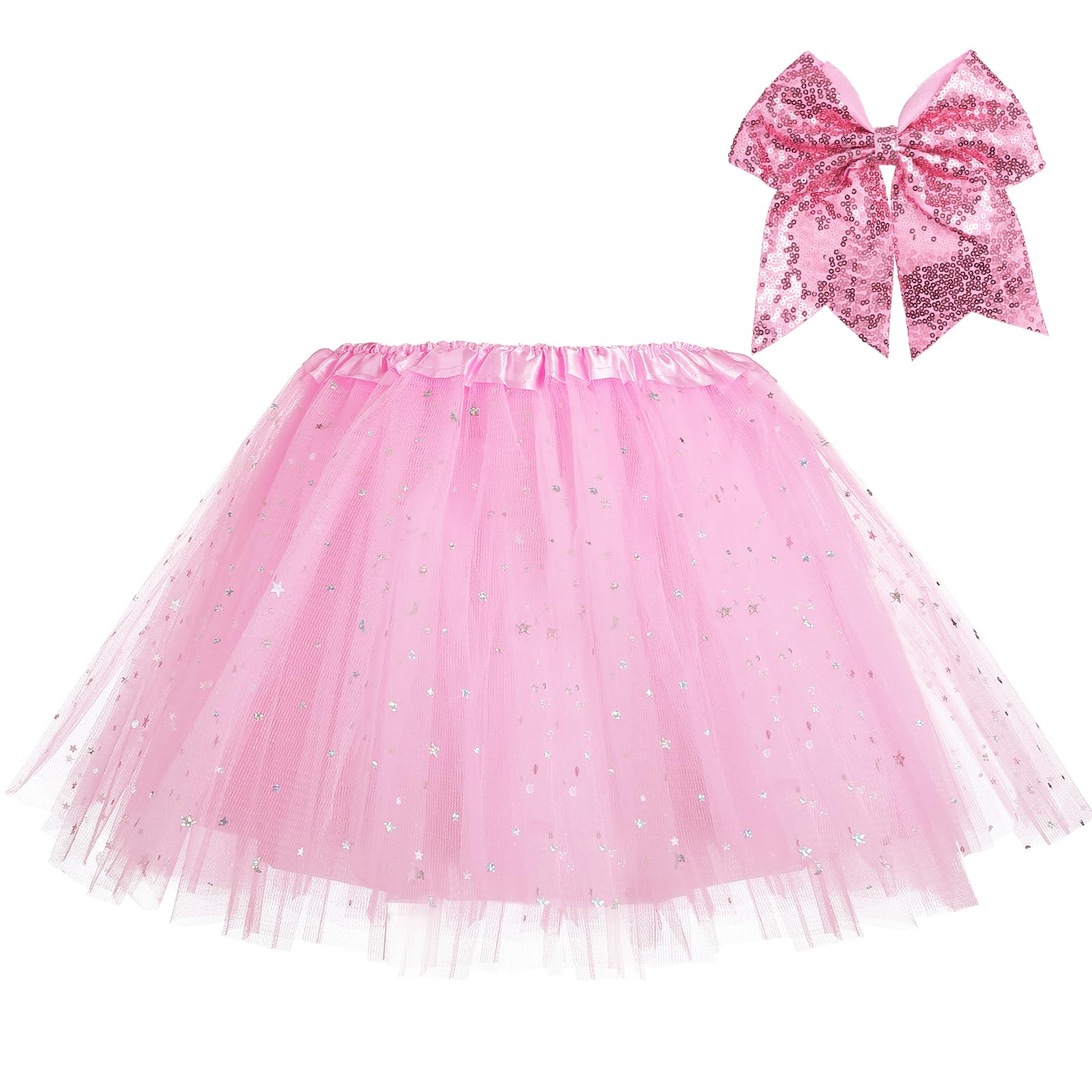 Tüllrock mädchen,TüTü Tutu Pink Rocke Kinder 3-lagig, mit Futter und Haarschleife-Tüllrock Ballett-Tanzkleid für Karneval Geburtstag Halloween Party 2–8 Jahre