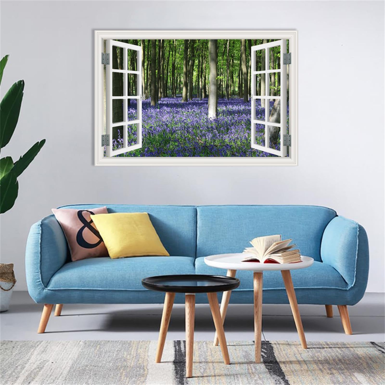 Hau3sh3a Canvas estampado de arte de arte de la pared Vista de flores moradas Hyacinth Forest Nature Wilderness Photography Rellebalm Ultra para sala de estar 105x70cm(41x28in) Enmarcado