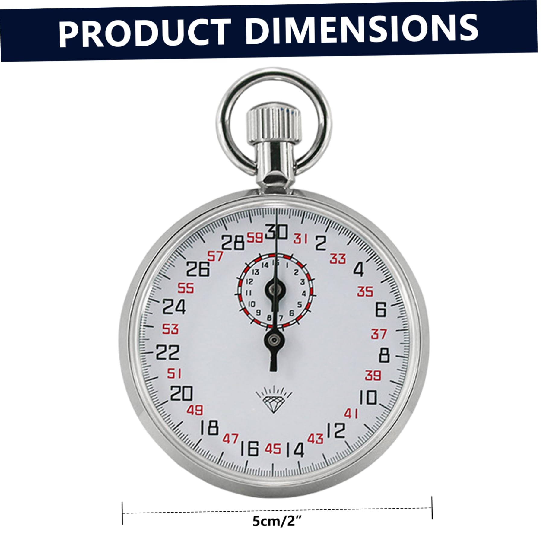 Chronomètre mécanique – Chronomètre analogique à 13 Rubis pour Le Sport, à Cadran Blanc avec lanière, 30 s/15 m