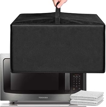 Microwave Oven Universal Dust Cover, 600D Sturdy Nylon Fabric Dust Cover, Heat-Resistant, Waterproof, For TOSHIBA ML-EM45PBS/ML-EM45PITBS 1.6 Cu Ft/EM131A5C-BS 1.2 Cu Ft/EC042A5C-BS 1.5 Cu Ft.