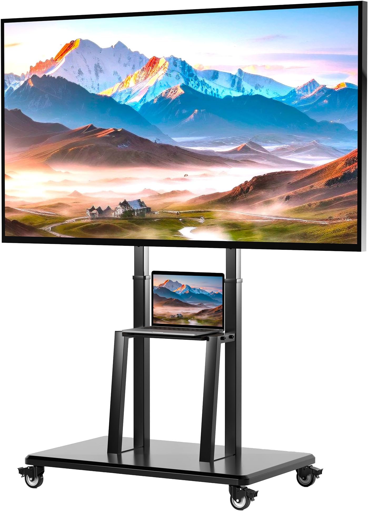 テレビスタンド 大型 32～100インチ ハイタイプ キャスター付き 移動式 大型テレビスタンド 耐荷重80㎏ 高さ調整 2段棚 オフィス 家庭用 (大)