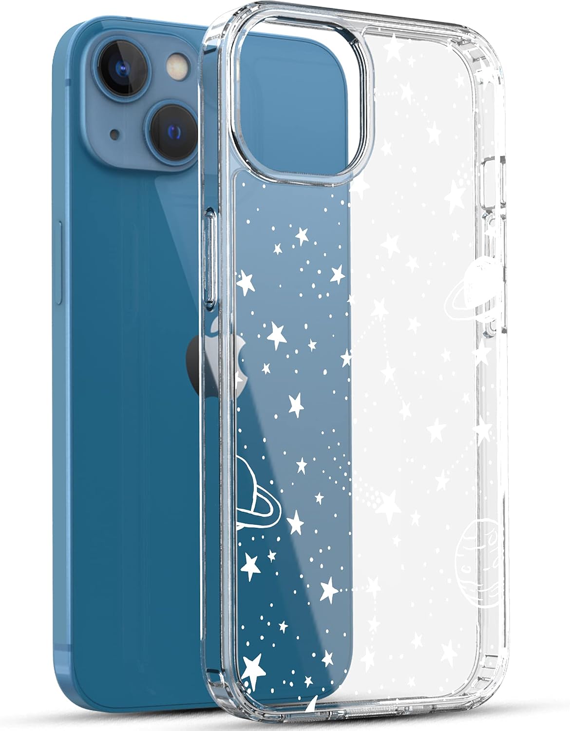 RANZ iPhone 13 Mini Case, Anti-Scratch Shockproof Series Clear Hard PC+ TPU Bumper Protective Cover Case for iPhone 13 Mini (5.4") - Universe
