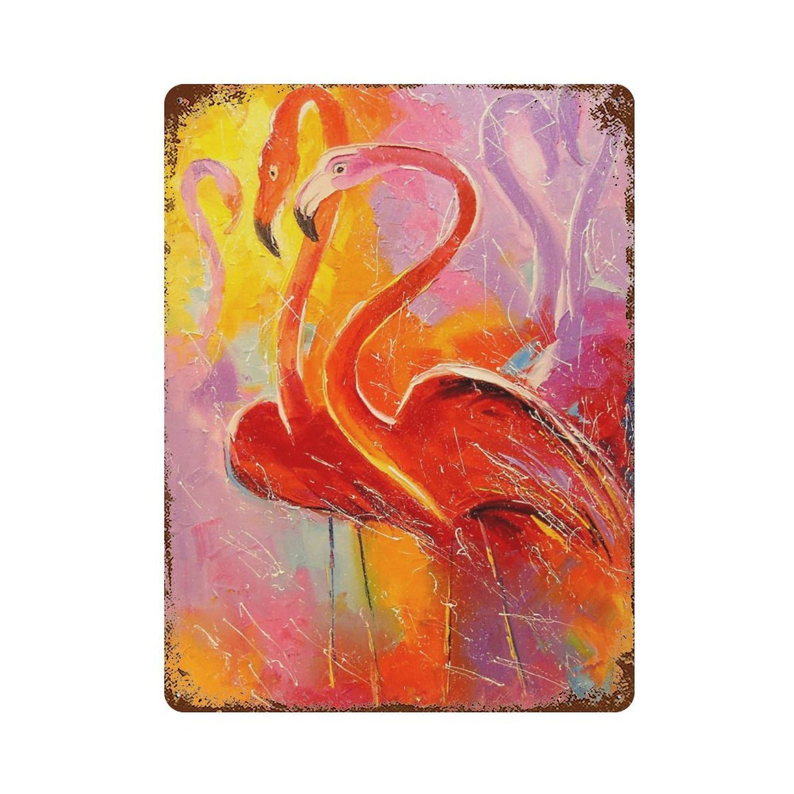 Flamingo Retro Metal Sign 15.7"x11.8", for Garage, Bar And Workshop Decor, Shabby Chic Decor