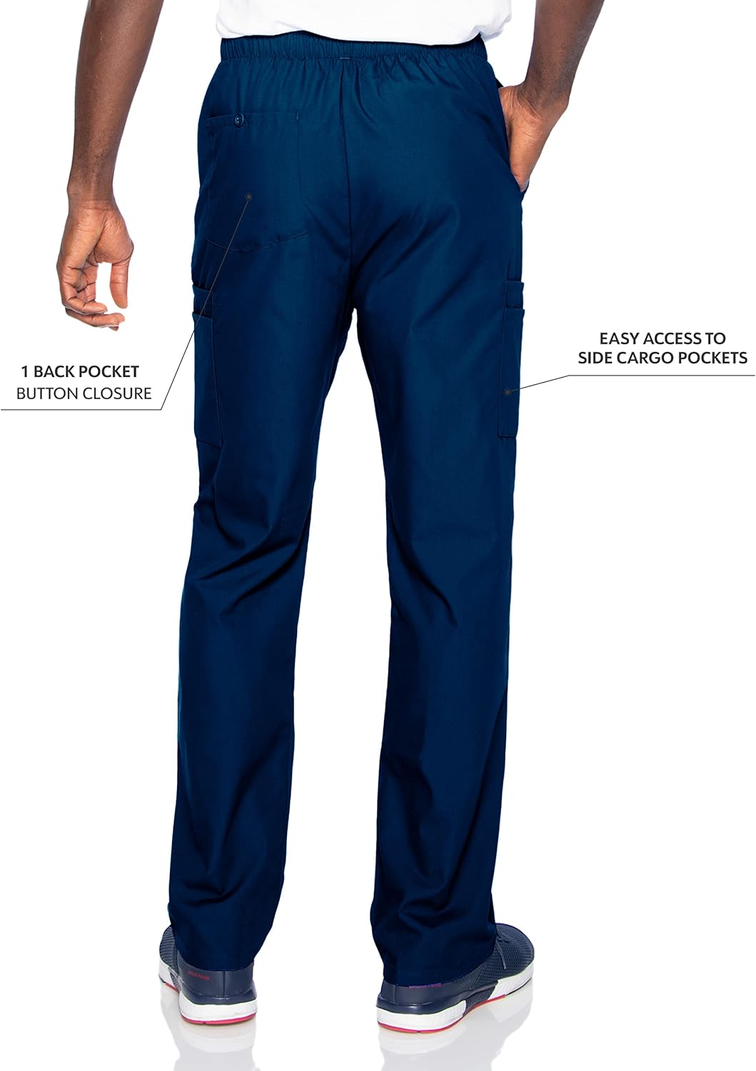 Landau Essentials Relaxed Fit 7-Pocket Elastic Cargo Scrub Pants for Men 8555 Navy : Clothing, Shoes & Jewelry