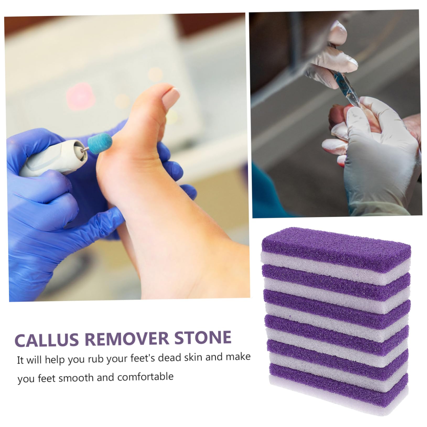 Pietra Pomice per Piedi 6 Pezzi Strumento Esfoliante per Rimozione Calli e Pelle Morta in Pu Porpora per Cura e Pedicure dei Piedi