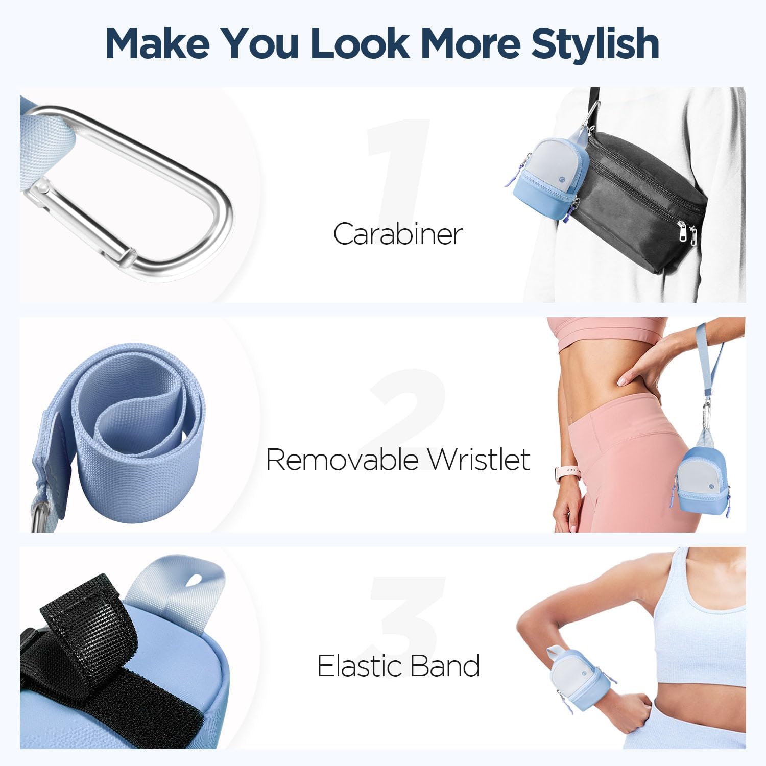 Babysun Mini Backpack Keychain Wristlet Pouch Small Change Coin Purse Cute Zipper Wallet With 3 RFID Card Slots For Women/Men Airpods Cosmetics - Image 3