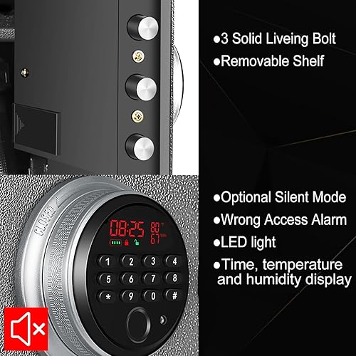 Miniatura 10 de Caja fuerte biométrica de seguridad para huellas dactilares, caja de seguridad de acero para el hogar, la oficina y el hotel, pistola segura,