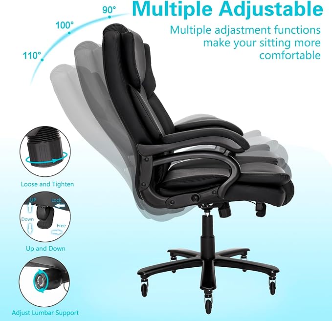 Silla de Oficina Ejecutiva Alta con Soporte Lumbar Ajustable miniatura 7