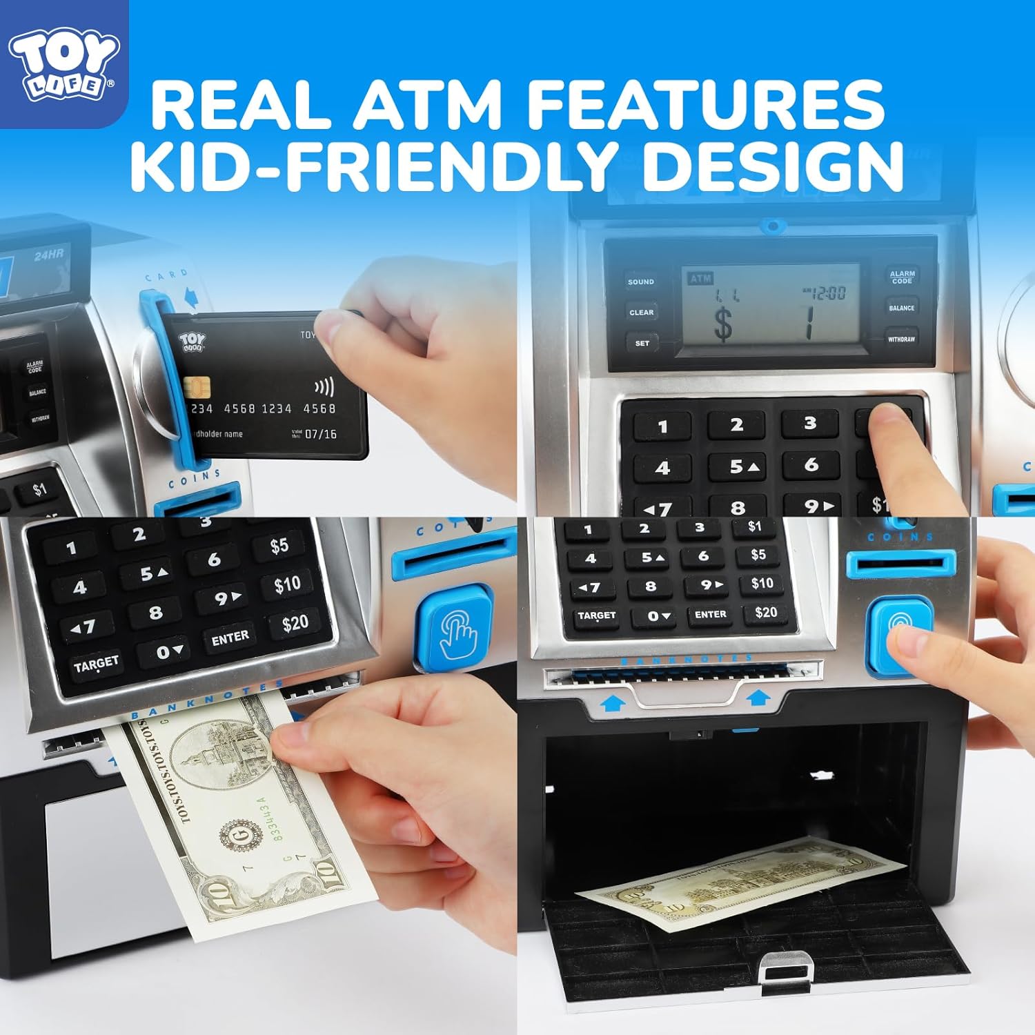 Kids Bank ATM Piggy Bank for Kids - Electronic Digital Money Counter with Code Lock - Mini ATM Machine for Real Money - Smart Savings Bank with LCD Display